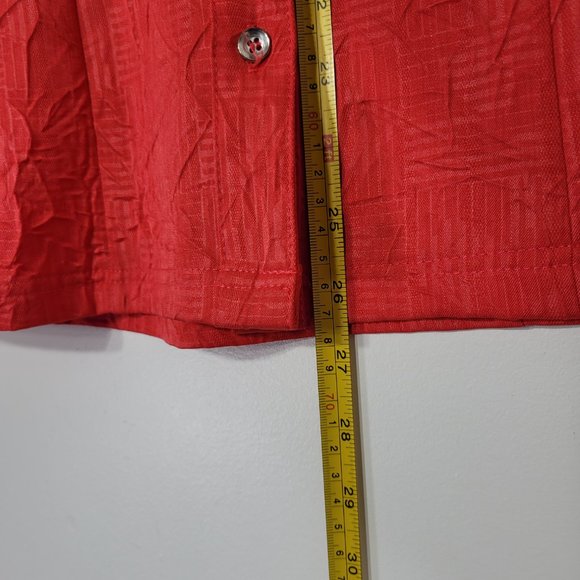 Le Grenier Short Sleeve Blouse Shirt Top Collared Button Front Coral Casual Sz S - Picture 8 of 10